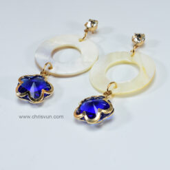 ต่างหูระย้า-เปลือกหอย-คริสตัลสีน้ำเงิน-049-1