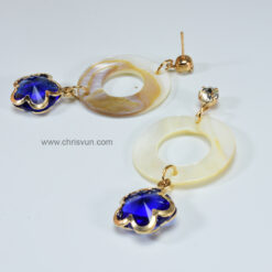ต่างหูระย้า-เปลือกหอย-คริสตัลสีน้ำเงิน-049-2