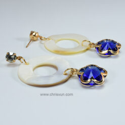 ต่างหูระย้า-เปลือกหอย-คริสตัลสีน้ำเงิน-049-3