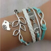 สายรัดข้อมือหนัง ลายใบไม้ นกฮูก และนก-016-1