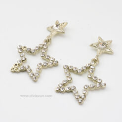 ต่างหูรูปดาว สองดวง ปักด้วยเพชร-079-2