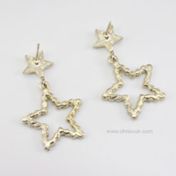 ต่างหูรูปดาว สองดวง ปักด้วยเพชร-079-4