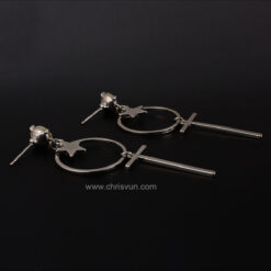 ต่างหูวงกลมดาว ห้อยไม้กางเขน-093-3