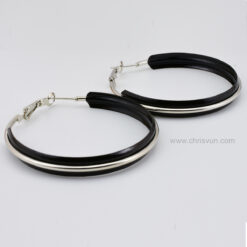 ต่างหูแบบห่วง สีเงินขอบดำ-097-2