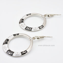 ต่างหูห้อยวงกลม ลายสีขาวดำ-098-3