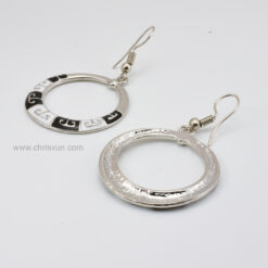ต่างหูห้อยวงกลม ลายสีขาวดำ-098-2