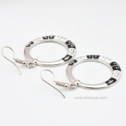 ต่างหูห้อยวงกลม ลายสีขาวดำ-098-1