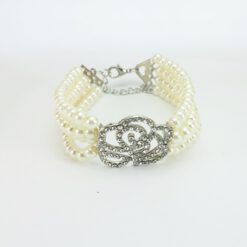 สายรัดข้อมือไข่มุก ลายดอกไม้ปักเพชร-026-2