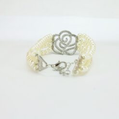 สายรัดข้อมือไข่มุก ลายดอกไม้ปักเพชร-026-3