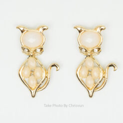 ต่างหูรูปแมว ตัวแมวทำจากหินโอปอล-106-1