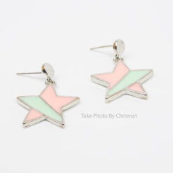 ต่างหูทรงรูปดาว สีชมพู เขียวพาสเทล-147-2