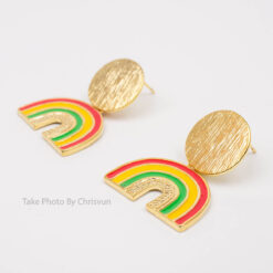 ต่างหูห้อย วงรีครึ่ง สีรุ้ง-121-3