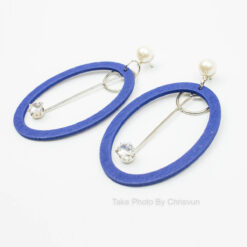 ต่างหูแบบห้อย ทรงวงรีสีน้ำเงิน-144-2