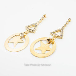 ต่างหูแบบห้อยปักเพขร จี้วงกลมล้อมดาว-131-2