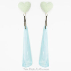 ต่างหูแป้นหัวใจ ห้อยทรงสามเหลี่ยมยาว-143-3