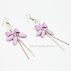 ต่างหูแบบตะขอ ห้อยรูปโบว์สีม่วง-180-2