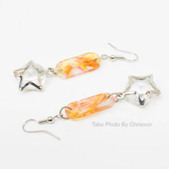 ต่างหูแบบตะขอ ห้อยคริสตัลใสลายสีส้ม-181-1