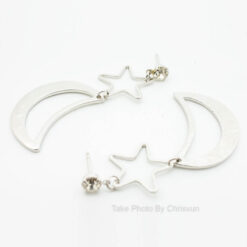ต่างหู รูปดาว-เดือน สีเงินทั้งชิ้น-166-3
