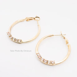 ต่างหูแบบห่วงสีทอง ฝังเพชร-188-1