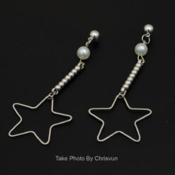 ต่างหูห้อยตุ้มเหล็ก จี้ทรงรูปดาว-163-2