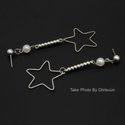 ต่างหูห้อยตุ้มเหล็ก จี้ทรงรูปดาว-163-3