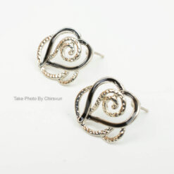 ต่างหูแบบแป้น รูปหัวใจทรงดอกไม้-209-1