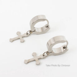 ต่างหูแบบห่วง ห้อยด้วยไม้กางเขน-220-4
