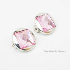 ต่างหูแบบแป้นทรงกลม ฝังหินสี่เหลี่ยม-240-2