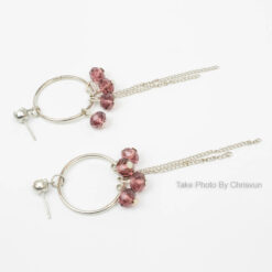 ต่างหูห่วงกลม ห้อยหินสีและโซ่ระย้า-242-2