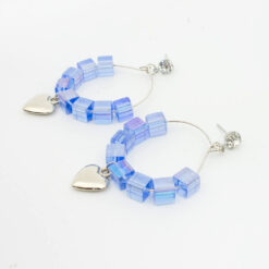 ต่างหูห้อย จี้ห่วงหินสี รูปหัวใจ-279-4