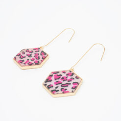 ต่างหูแบบห้อยตะขอ ลายเสือชมพู-286-2