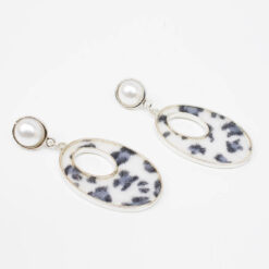 ต่างหูแป้นมุก ทรงวงรีลายเสือ-298-2