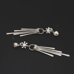 ต่างหูแป้นห้อยด้วยดอกไม้และห่วง-317-2