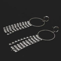 ต่างหูห่วงกลมห้อยด้วยโซ่ติดเพชร-307-2