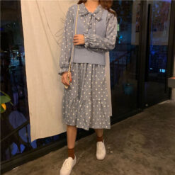2 Set เดรส+เสื้อไหมพรม-605