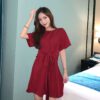 เดรสผูกเอวสีแดง-635