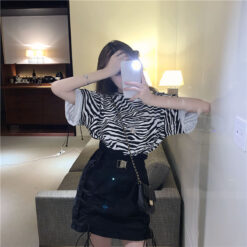 2 Set - เสื้อลายม้าลาย + กระโปรง-725