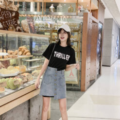 ชุดเข้าเชท เสื้อ+กระโปรงยีนส์-791